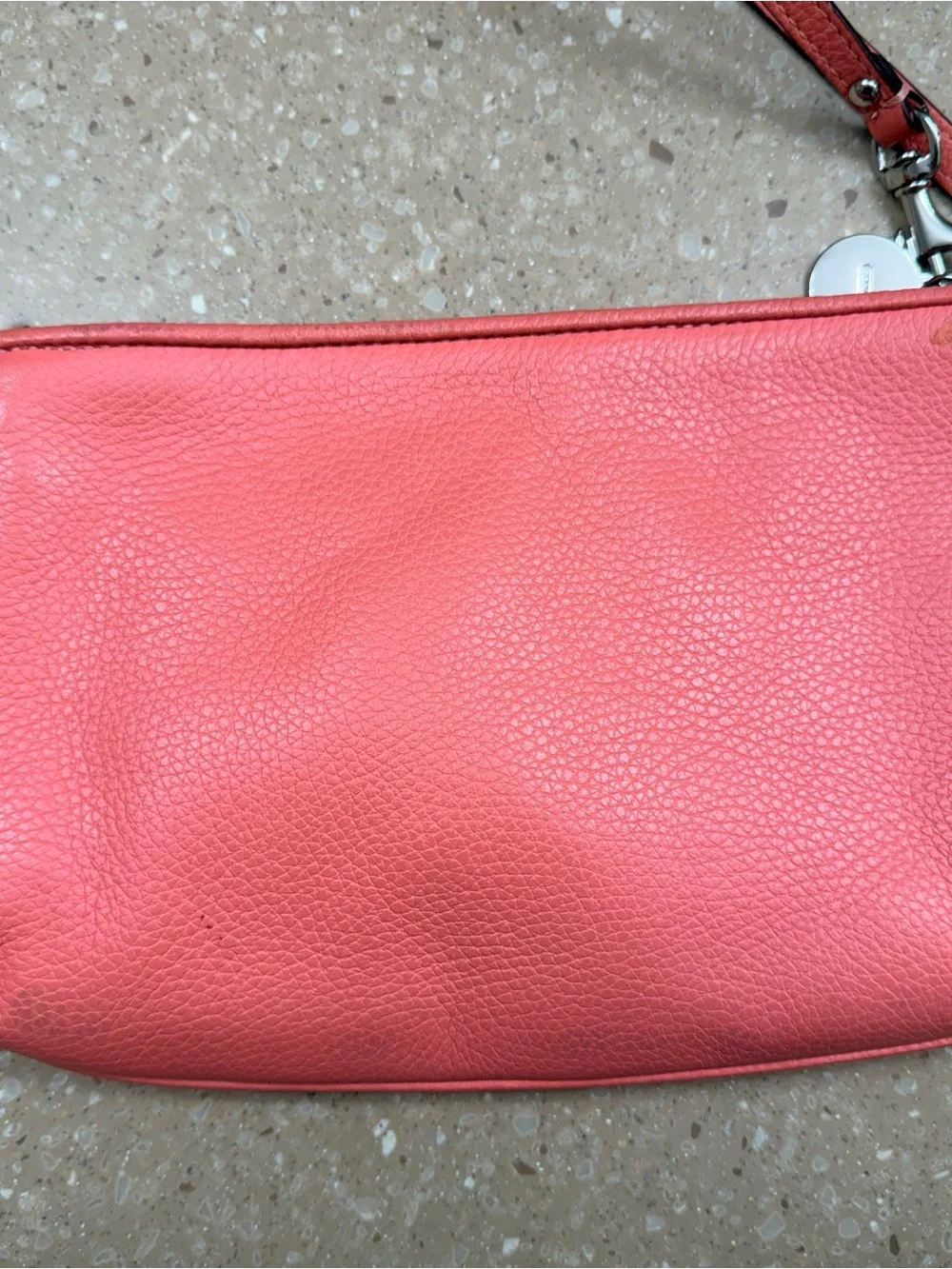 Coach Coral-Peach Leather Wristlet Clutch with Detachable Strap - Picture 2 of 6